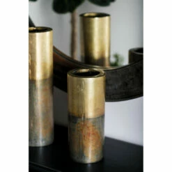 Promo ✨ Studio 350 Gold Aluminum Rustic Vase 10 X 4 X 4 🔥