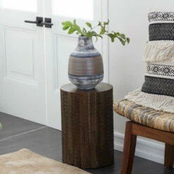 Discount 😍 Studio 350 Brown Teak Wood Contemporary Stool 18 X 12 X 12 - 12 X 12 X 18 🔥