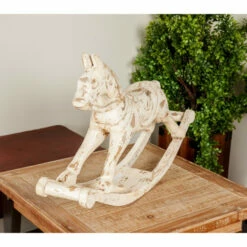 Coupon ❤️ Studio 350 White Wood Vintage Sculpture Horse 17 X 27 X 7 - 27 X 7 X 17 👏