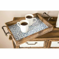 Best Sale 😀 Studio 350 Brown Fir Farmhouse Tray (Set Of 2) - 23 X 13 X 4 💯