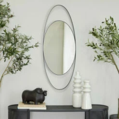 Best deal ⌛ Studio 350 Metal Contemporary Wall Mirror - 16 X 2 X 42 Black 👏