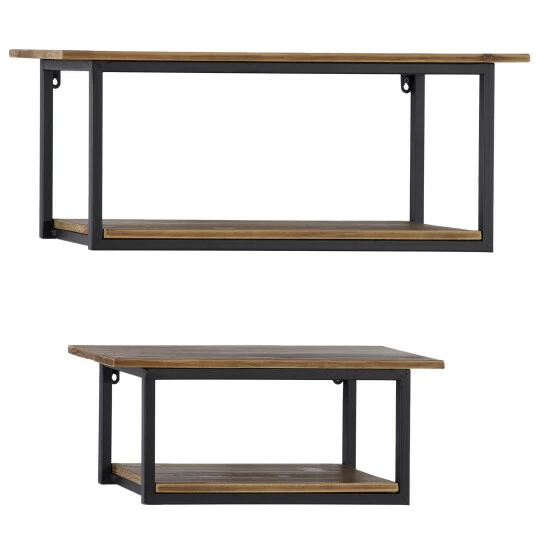 Best Sale π Studio 350 Brown Metal Industrial Wall Shelf (Set Of 2) - S/2 28", 20"W π - Image 2