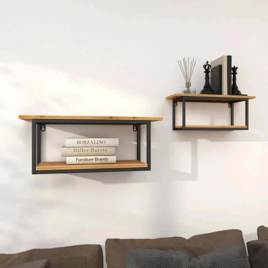 Best Sale π Studio 350 Brown Metal Industrial Wall Shelf (Set Of 2) - S/2 28", 20"W π - Image 5