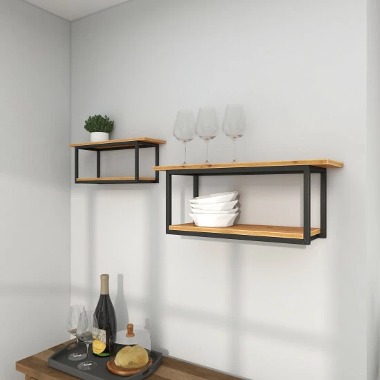 Best Sale π Studio 350 Brown Metal Industrial Wall Shelf (Set Of 2) - S/2 28", 20"W π - Image 7