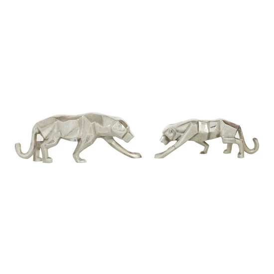 Best deal 💯 Studio 350 Silver Aluminum Contemporary Sculpture Leopard (Set Of 2) - S/2 10.25", 12"W ✨ - Image 3