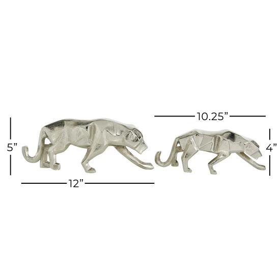 Best deal 💯 Studio 350 Silver Aluminum Contemporary Sculpture Leopard (Set Of 2) - S/2 10.25", 12"W ✨ - Image 6