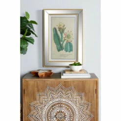 Brand new ๐ Studio 350 Rectangular Gold Metal Beaded And Mirror Framed Botanical Wall Art 19 X 28 - 19 X 2 X 28 ๐