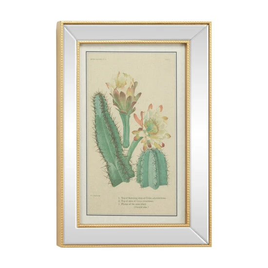 Brand new ๐ Studio 350 Rectangular Gold Metal Beaded And Mirror Framed Botanical Wall Art 19 X 28 - 19 X 2 X 28 ๐ - Image 2