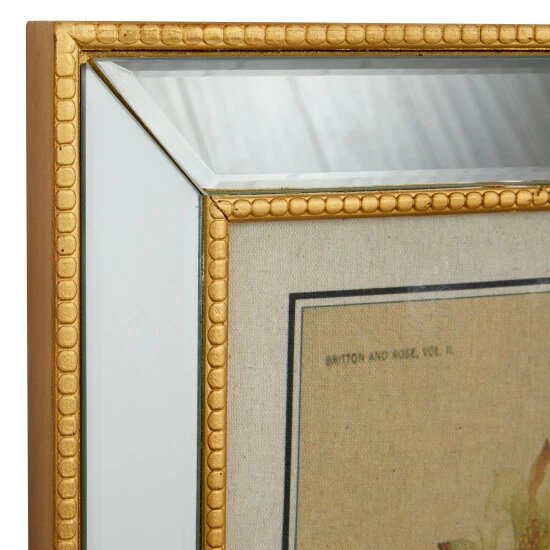Brand new ๐ Studio 350 Rectangular Gold Metal Beaded And Mirror Framed Botanical Wall Art 19 X 28 - 19 X 2 X 28 ๐ - Image 4