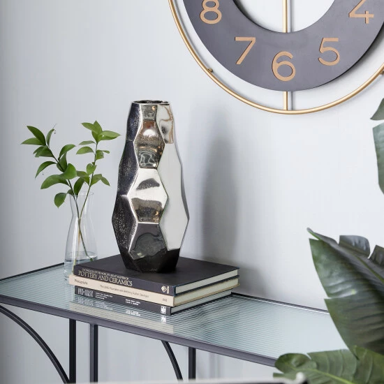Budget 💯 Studio 350 Silver Aluminum Geometric Vase 15 X 6.75 ✨ - Image 2