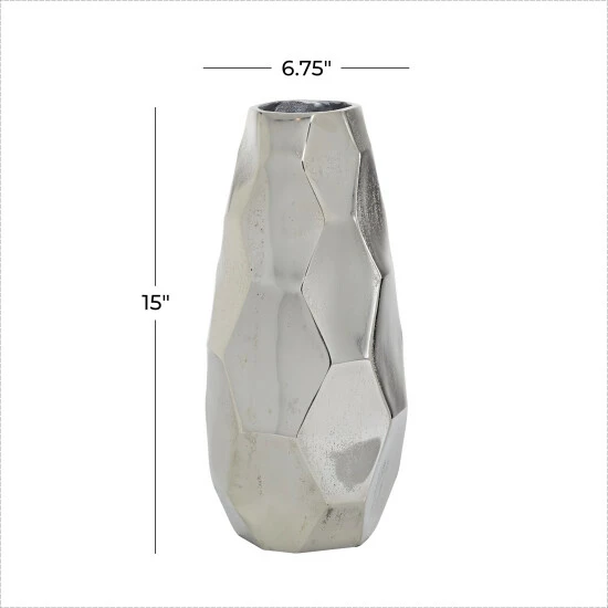 Budget 💯 Studio 350 Silver Aluminum Geometric Vase 15 X 6.75 ✨ - Image 6
