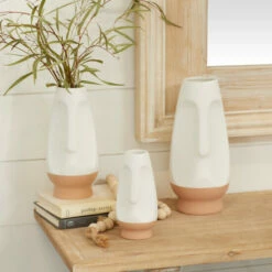 Discount ๐ Studio 350 White Dolomite Contemporary Vase (Set Of 3) ๐