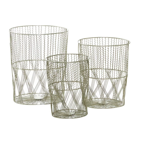 Flash Sale ⌛ Studio 350 Silver Iron Contemporary Storage Basket (Set Of 3) - S/3 13", 15", 17"H 🎉 - Image 3