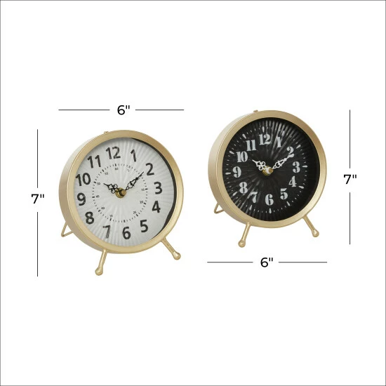 Outlet ✔️ Studio 350 Gold Iron Modern Clock No Theme (Set Of 2) - 6 X 6 X 7 Round ⭐ - Image 7