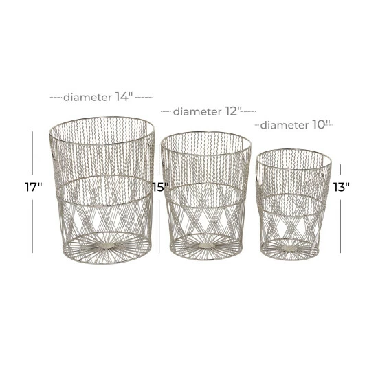 Flash Sale ⌛ Studio 350 Silver Iron Contemporary Storage Basket (Set Of 3) - S/3 13", 15", 17"H 🎉 - Image 5