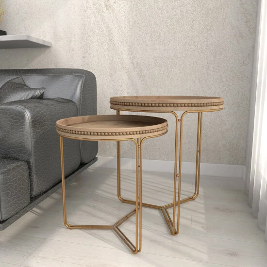 Cheapest 🌟 Studio 350 Brown MDF Contemporary Accent Table (Set Of 2) - 24 X 24 X 26 - 20 X 20 X 22 💯 - Image 5