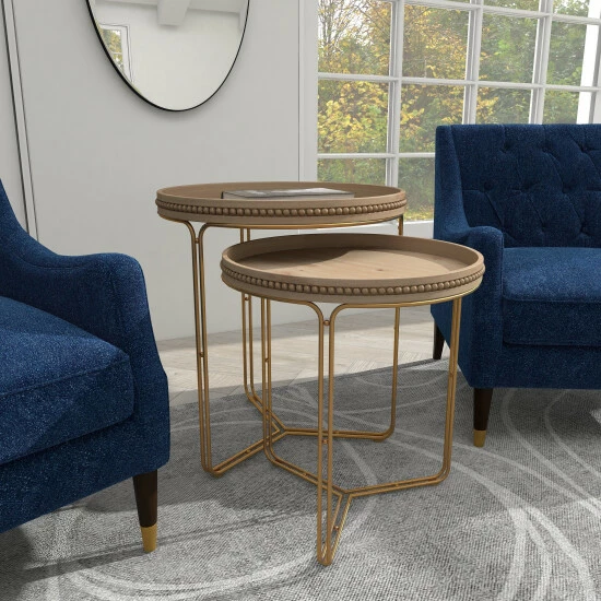 Cheapest 🌟 Studio 350 Brown MDF Contemporary Accent Table (Set Of 2) - 24 X 24 X 26 - 20 X 20 X 22 💯 - Image 6