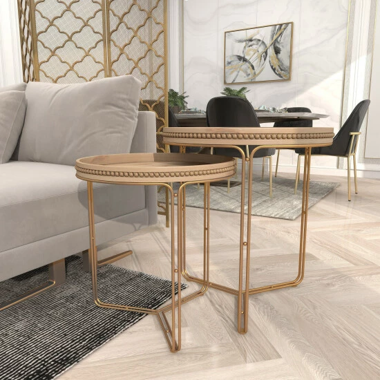 Cheapest 🌟 Studio 350 Brown MDF Contemporary Accent Table (Set Of 2) - 24 X 24 X 26 - 20 X 20 X 22 💯 - Image 7