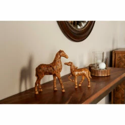 Discount ๐ฏ Studio 350 Tan Polystone Carved Texture Horse Family Sculptures Set Of 2: 7 10 - 9 X 2 X 10, 7 X 2 X 7 ๐ฏ
