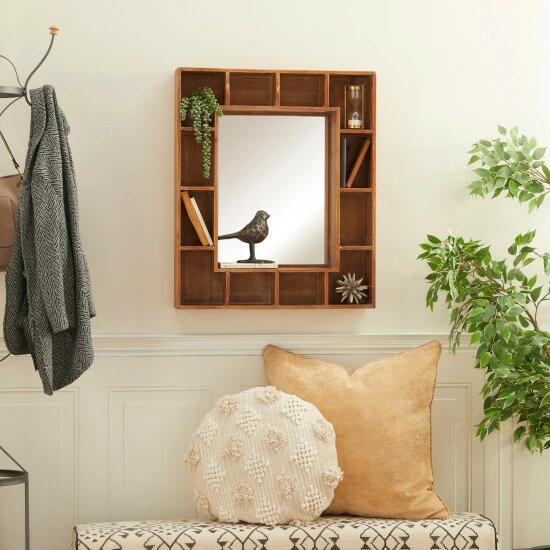 Coupon 👏 Studio 350 Brown Wood Farmhouse Wall Mirror 29 X 24 X 6 - 24 X 6 X 29 🌟