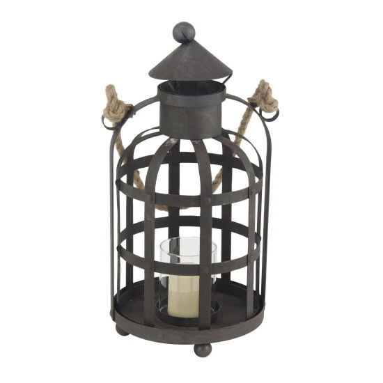 Hot Sale ✔️ Studio 350 Industrial 17 X 8 Inch Cage Candle Holder With Rope Handle ✔️