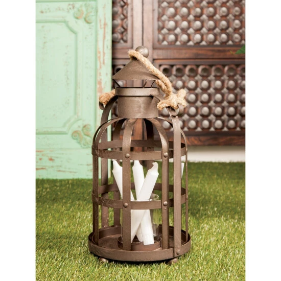 Hot Sale ✔️ Studio 350 Industrial 17 X 8 Inch Cage Candle Holder With Rope Handle ✔️ - Image 5