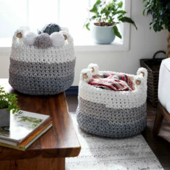 Flash Sale 😉 Studio 350 Grey Polyester Bohemian Storage Basket (Set Of 2) - S/2 13", 11"H 🥰