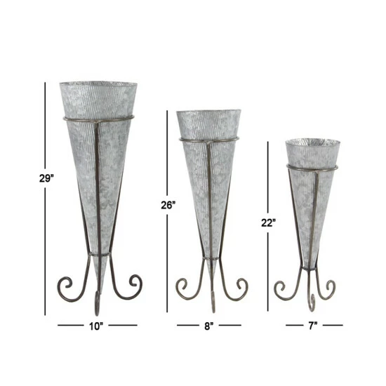 Wholesale โ๏ธ Studio 350 Set Of 3 Farmhouse 22, 26, And 29 Inch Cone Planters With Stands ๐ฅ - Image 6