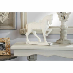 Hot Sale 👏 Studio 350 White Distressed Fiberglass Country Vintage Farmhouse Horse Sculpture - 13 X 4 X 14 👍