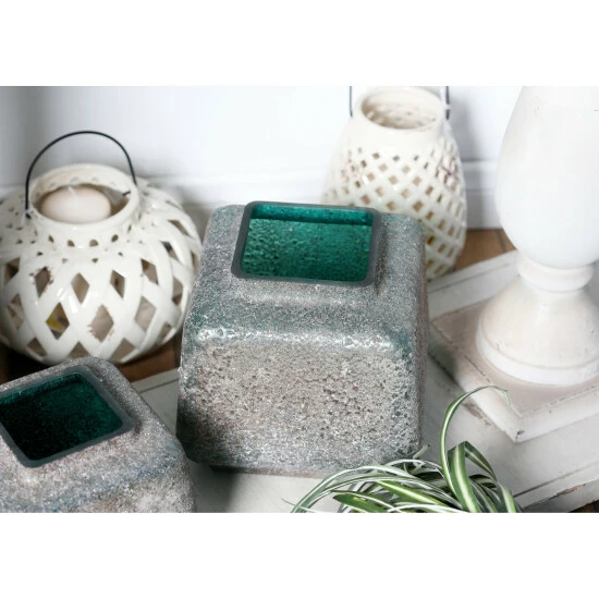 Discount 🥰 Studio 350 10 X 9 Inch Modern Glass Beveled Square Gray Vase Grey 😀