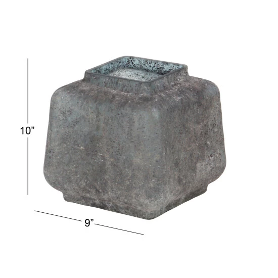 Discount 🥰 Studio 350 10 X 9 Inch Modern Glass Beveled Square Gray Vase Grey 😀 - Image 8