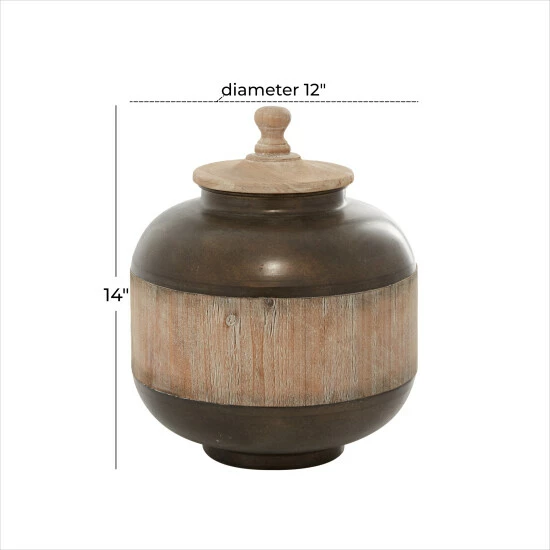 Hot Sale ❤️ Studio 350 Brown Iron Rustic Decorative Jar 14 X 12 X 12 - 12 X 12 X 14 🔥 - Image 5