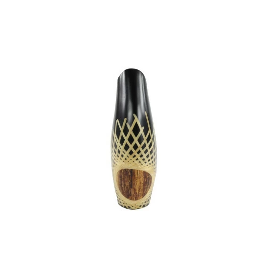 Brand new π Studio 350 Black Glazed & Bamboo Inlay Banana Wood Vase W/ E" X Posed Bark Detail Large 11.5" X 17" π― - Image 4