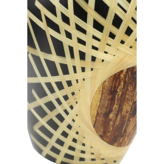 Brand new π Studio 350 Black Glazed & Bamboo Inlay Banana Wood Vase W/ E" X Posed Bark Detail Large 11.5" X 17" π― - Image 8