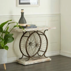 Discount ✨ Studio 350 White Iron Rustic Console Table 28 X 38 X 14 - 38 X 14 X 28 ⭐