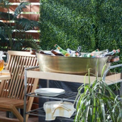 Best Pirce โญ Studio 350 Bronze Metal Contemporary Party Ice Bucket Beverage Bottle Holder - 32 X 17 X 10 ๐