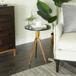 New 🛒 Studio 350 Gold Aluminum Contemporary Accent Table 😀