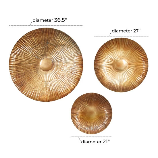 Best Sale ๐ Studio 350 Gold Iron Contemporary Wall Decor (Set Of 3) - 36 X 5 X 36 ๐ - Image 8