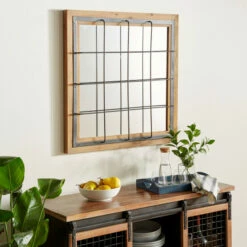 Discount ๐ฏ Studio 350 Brown Fir Industrial Wall Mirror 32 X 32 X 4 - 32 X 4 X 32 - 32 X 4 X 32 ๐