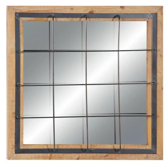 Discount 💯 Studio 350 Brown Fir Industrial Wall Mirror 32 X 32 X 4 - 32 X 4 X 32 - 32 X 4 X 32 👏 - Image 2