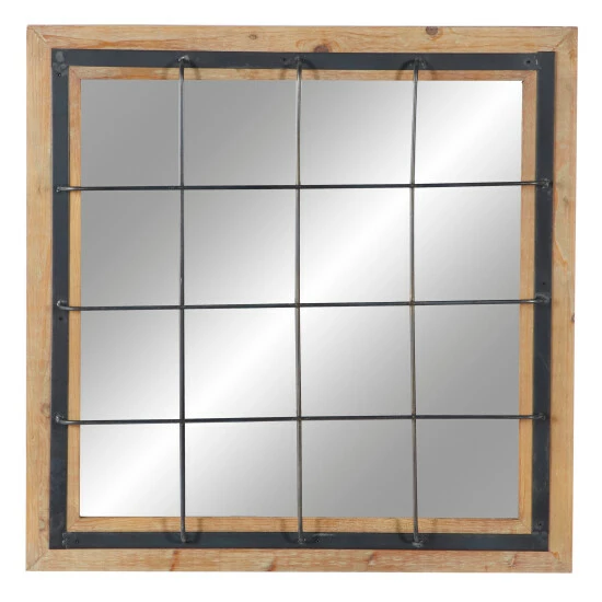 Discount 💯 Studio 350 Brown Fir Industrial Wall Mirror 32 X 32 X 4 - 32 X 4 X 32 - 32 X 4 X 32 👏 - Image 3