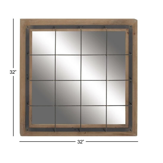 Discount 💯 Studio 350 Brown Fir Industrial Wall Mirror 32 X 32 X 4 - 32 X 4 X 32 - 32 X 4 X 32 👏 - Image 5