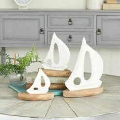 Brand new ✨ Studio 350 Wood Coastal Sculptures (Set Of 3) - S/3 11", 8", 6"H White 💯