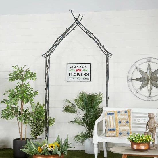 Buy 🎉 Studio 350 Black Metal Traditional Garden Arbor 103 X 42 X 16 - 42 X 16 X 103 👍