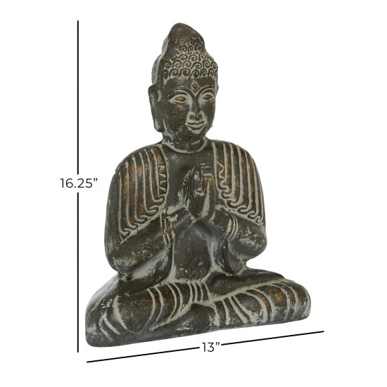 Best Sale ✨ Studio 350 Dolomite Rustic Sculpture Buddha 16 X 13 X 7 - 13 X 7 X 16 Cream 💯 - Image 6