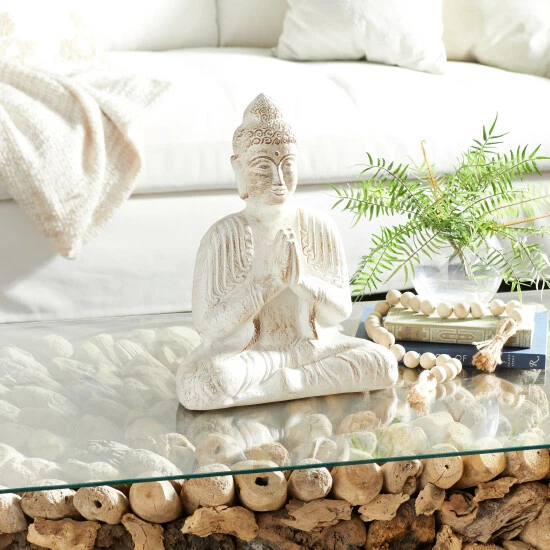 Best Sale ✨ Studio 350 Dolomite Rustic Sculpture Buddha 16 X 13 X 7 - 13 X 7 X 16 Cream 💯 - Image 8