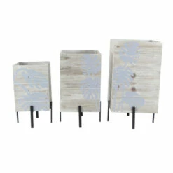 Deals ๐ Studio 350 Brown Wood Contemporary Planter Set Of 3 23 X 15 X 15 ๐