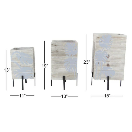 Deals 👏 Studio 350 Brown Wood Contemporary Planter Set Of 3 23 X 15 X 15 👍 - Image 6