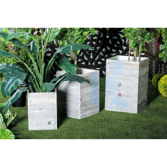 Deals 👏 Studio 350 Brown Wood Contemporary Planter Set Of 3 23 X 15 X 15 👍 - Image 8