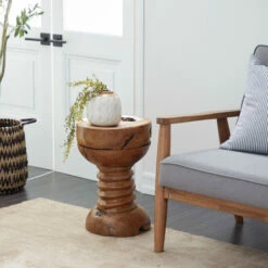 Discount 🥰 Studio 350 Teak Wood Rustic Stool 20 X 13 - 13 X 13 X 20 🔔